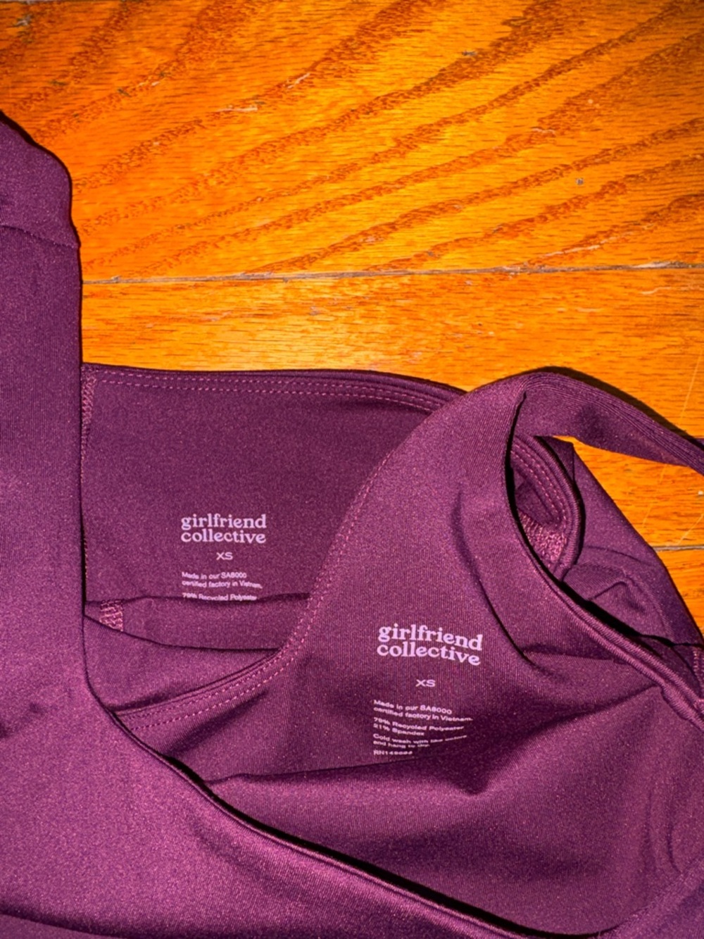 Girlfriend Collective Purple Tommy Sports Bra and Matching Skort Size XSmall - Picture 3 of 10